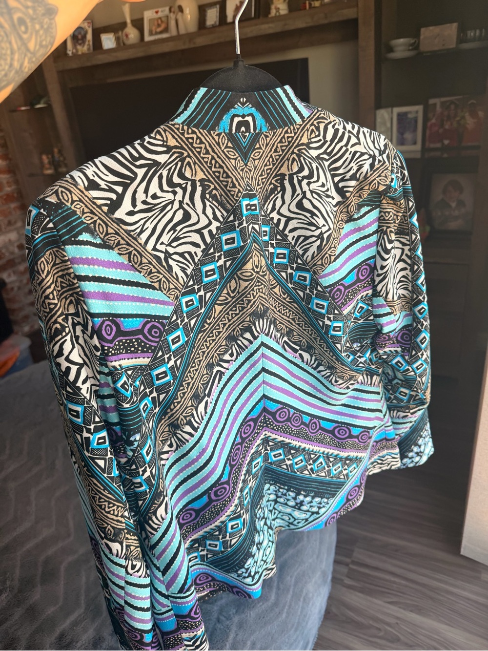 Women’s Patterned Blazer in Teal, Purple & Black